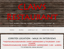 Tablet Screenshot of clawsrestaurant.com